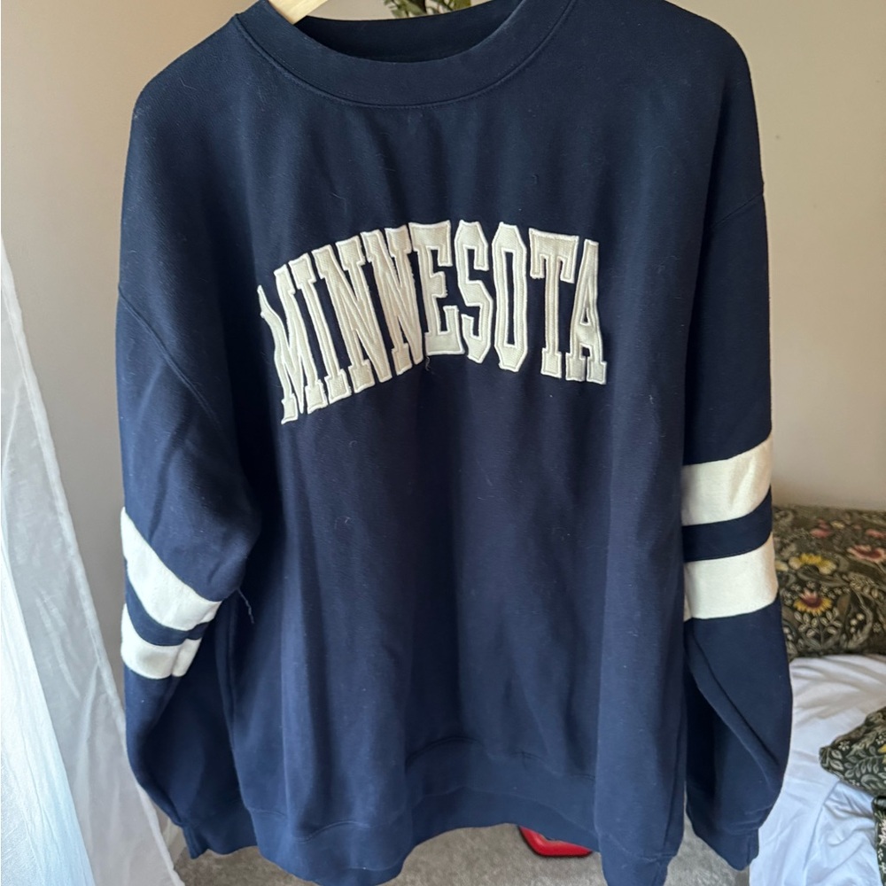 Minnesota Navy Sweatshirt with White Stripes